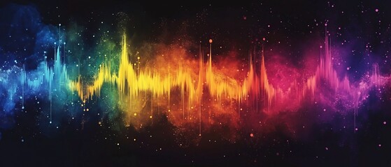 Poster - representation of diverse audio frequencies visualized through a captivating arrangement of colorful