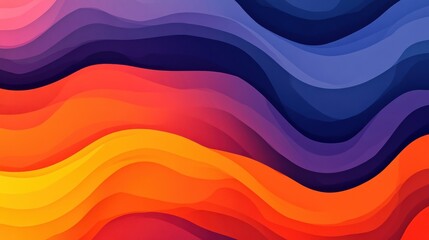 Wall Mural - colorful abstract wavy background design, vibrant layers of orange, purple, and blue, perfect for di