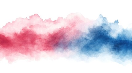 Wall Mural - Abstract watercolor wave blend of red and blue hues with soft texture on white background.