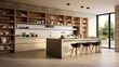 © Global Stock - A photo of a contemporary kitchen with open shelving.