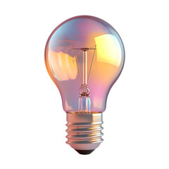 Poster - Glowing iridescent light bulb representing innovation, creativity, and new ideas on a clear background
