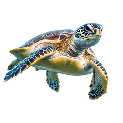 Poster - Green sea turtle swimming underwater, with a transparent background, ideal for graphic design projects
