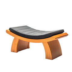 Aufkleber - Contemporary wooden bench with grey upholstery on transparent background, ideal for interior design projects