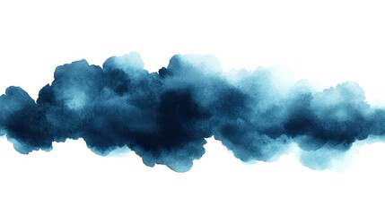 Wall Mural - Smoky texture, dark blue, white isolated background.