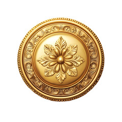Poster - Luxurious golden round ornament featuring a floral design at the center, ideal for adding a touch of elegance and sophistication to projects with transparent backgrounds