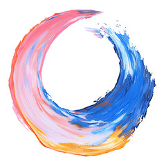 Poster - Pink, blue and orange brushstrokes forming a circle on a transparent background, ideal for creative projects
