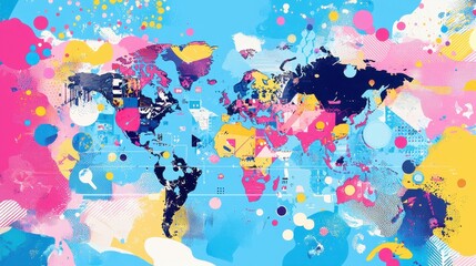 Poster - Colorful World Map Design Emphasizing Key Advocacy Movements in a Vibrant Style