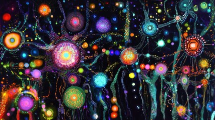 Poster - Abstract Artwork Showcasing Vibrant Positive Behavior in Digital Online Space