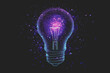 © Chalita - A light bulb with purple dots floating on a dark background. There are many small dots on the image.