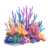 Vibrant coral reef ecosystem flourishing with diverse marine life on a transparent background, showcasing the beauty of underwater nature