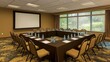 © yang - Business meeting room with vacant chairs, symbolizing the importance of preparation and anticipation in professional environments.