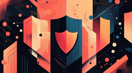 Poster - Abstract Design Representing Shields and Barriers in Vibrant Color Palette