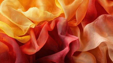 Poster - Colorful Layers of Sheer Fabric in Warm Sunset Tones