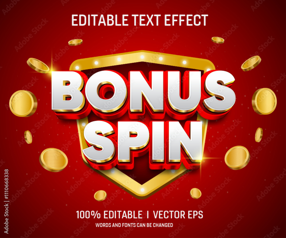 bonus spin vector 3d text effect with modern style design Stock Vector ...