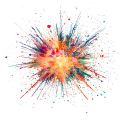 Aufkleber - Vibrant burst of colorful paint splashing against a clear backdrop, producing a lively and dynamic visual impact