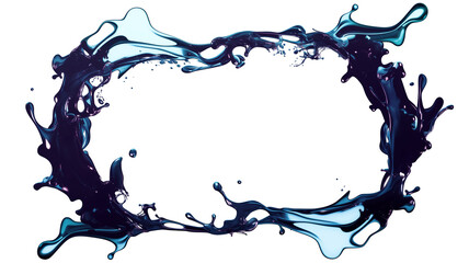 Aufkleber - dynamic splash of blue and purple paint forms abstract frame on white background, creating vibrant and energetic visual effect. fluid motion and vivid colors evoke creativity and movement