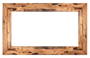 Aufkleber - rustic wooden photo frame with natural finish and unique grain pattern, isolated on white background, perfect for home decor or art display