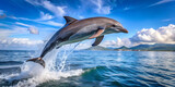 dolphin jumping out of water.