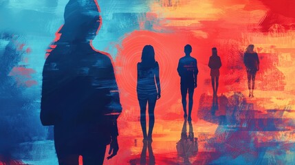 Poster - Conceptual Visuals Illustrating Ripple Effects in Vibrant Colors and Abstract Silhouettes