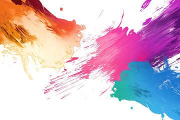 Aufkleber - vibrant splashes of orange, pink, and blue paint create dynamic and colorful abstract design on whit