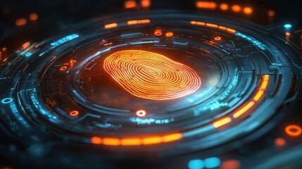 Poster - Futuristic Portrayal of Identity Security Risks with Abstract Digital Fingerprint Technology