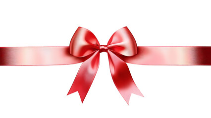 Vibrant red ribbon with bow, perfect for gift wrapping and celebrations. This elegant design adds festive touch to any occasion. Isolated on white/transparent background