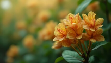 Poster - A bunch of yellow flowers with green leaves in the background