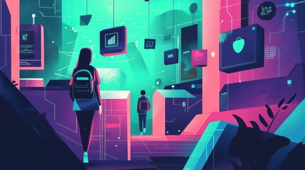 Poster - Bold Imagery of Safe Communication and Secu Depicted with Futuristic Digital Elements
