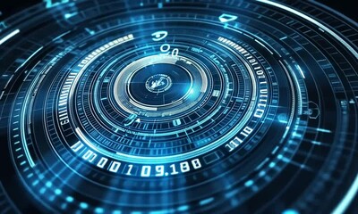 Poster - technology digital degree blue round graph