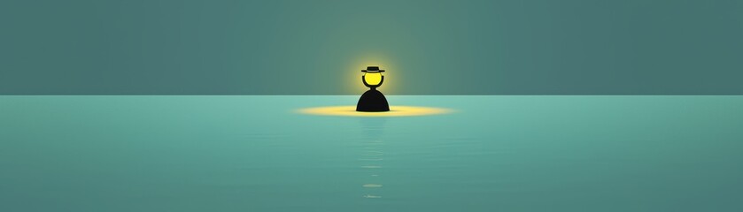 Poster - a person icon on green background as mystical forest encounter luminous ai assistant & enhancing hom