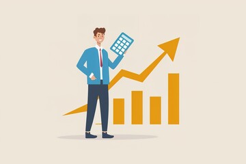 Poster - A man is holding a calculator