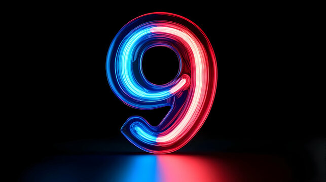 Neon Number Nine 3D Render