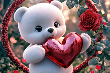 teddy bear with heart shaped gift