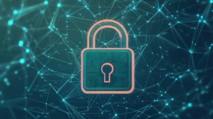 Poster - Digital padlock symbolizing data security and protection in a networked environment.