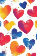 Poster - Colorful hearts pattern suitable for backgrounds and creative designs.