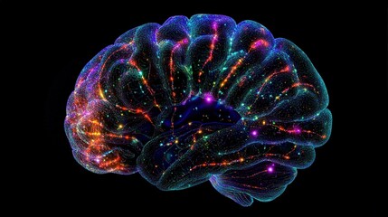 Poster - An animated brain that lights up as if processing thoughts, with different colors representing various mental functions like memory, problem-solving, and creativity.