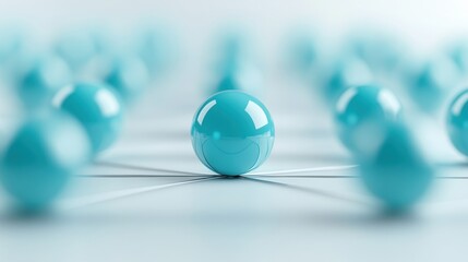 Poster - a close-up of turquoise spheres arranged in a captivating geometric pattern.