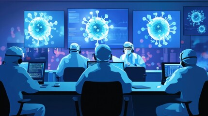 Poster - Collaborative Team Analyzing Virus Data in High-Tech Laboratory