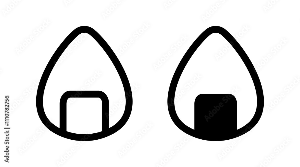 Onigiri icon PNG. Japanese onigiri line art icon. Rice ball wrapped ...