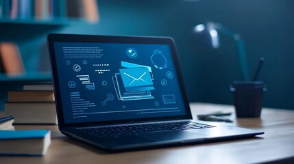Poster - Laptop displaying email interface on screen.