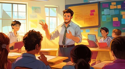 Poster - Engaging Teacher Inspires Students in Classroom Setting