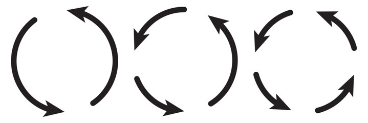Fototapete - Circle arrow icon set. Symbol of reload, refresh, loading, recycle and repeat. Interconnecting round arrow vector icons set. Work in progress sign. One, two, three, four, five, six arrow in the loop.