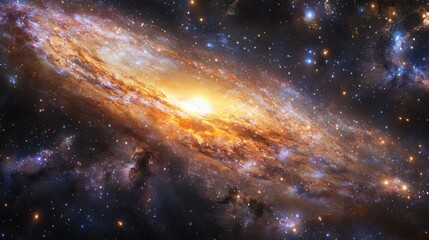 Wall Mural - Stunning Spiral Galaxy with Bright Core and Colorful Nebulae
