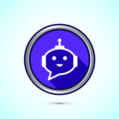 Aufkleber - Chatbot icon design illustration, Chat conversation icon, Online support service bot sign, Blue Shadow Button Design