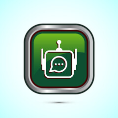 Aufkleber - Chatbot icon design illustration, Chat conversation icon, Online support service bot sign, Green Color Square Button Design