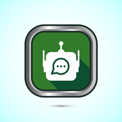 Aufkleber - Chatbot icon design illustration, Chat conversation icon, Online support service bot sign, Green Shadow Button Design