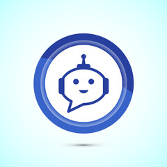 Aufkleber - Chatbot icon design illustration, Chat conversation icon, Online support service bot sign, Blue Color Button Design