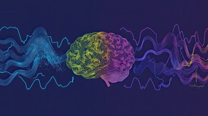 Poster - An illustration of brain waves in different patterns for states like relaxation, concentration, and sleep.