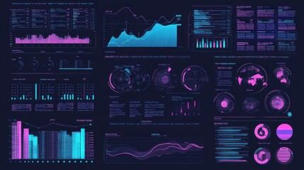 Poster - Modern Data Visualization Interface with Colorful Graphs and Charts