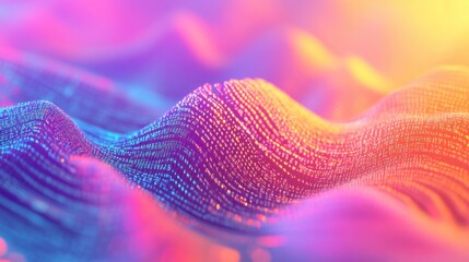Poster - Colorful Waves of Digital Particles in an Abstract Background